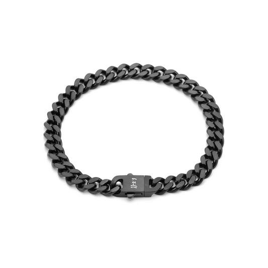 BG138B B.Tiff 8mm Black Flat Cuban Link Bracelet