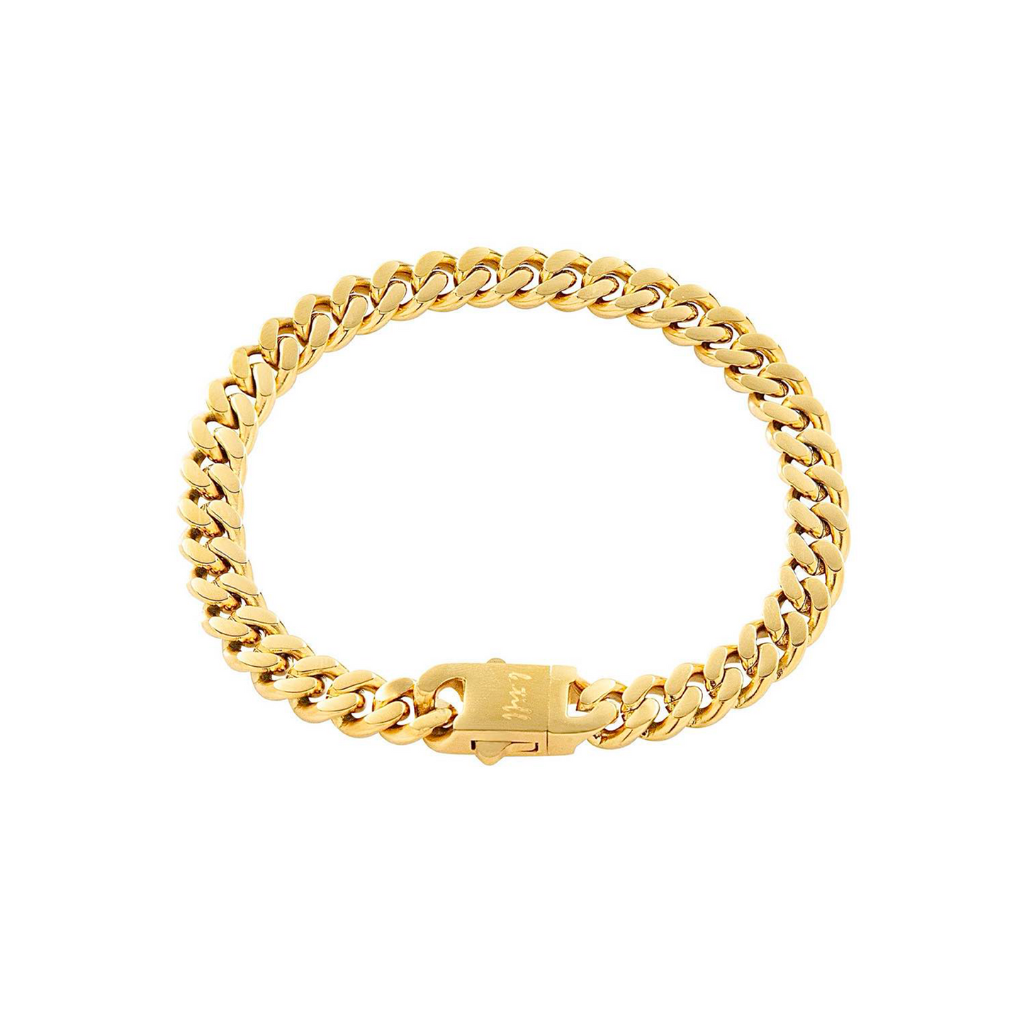 BG138G B.Tiff 8mm Gold Flat Cuban Link Bracelet