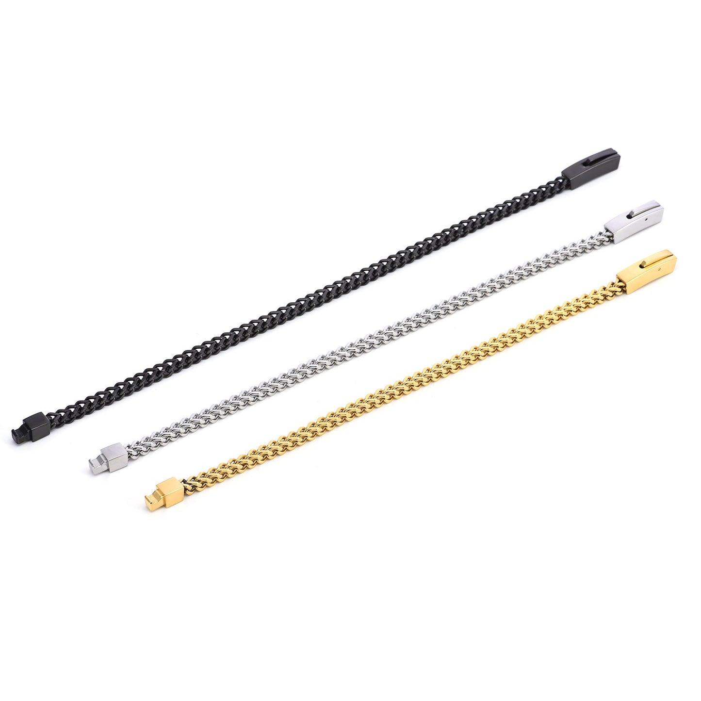 BG140B B.Tiff Black Franco Link Bracelet