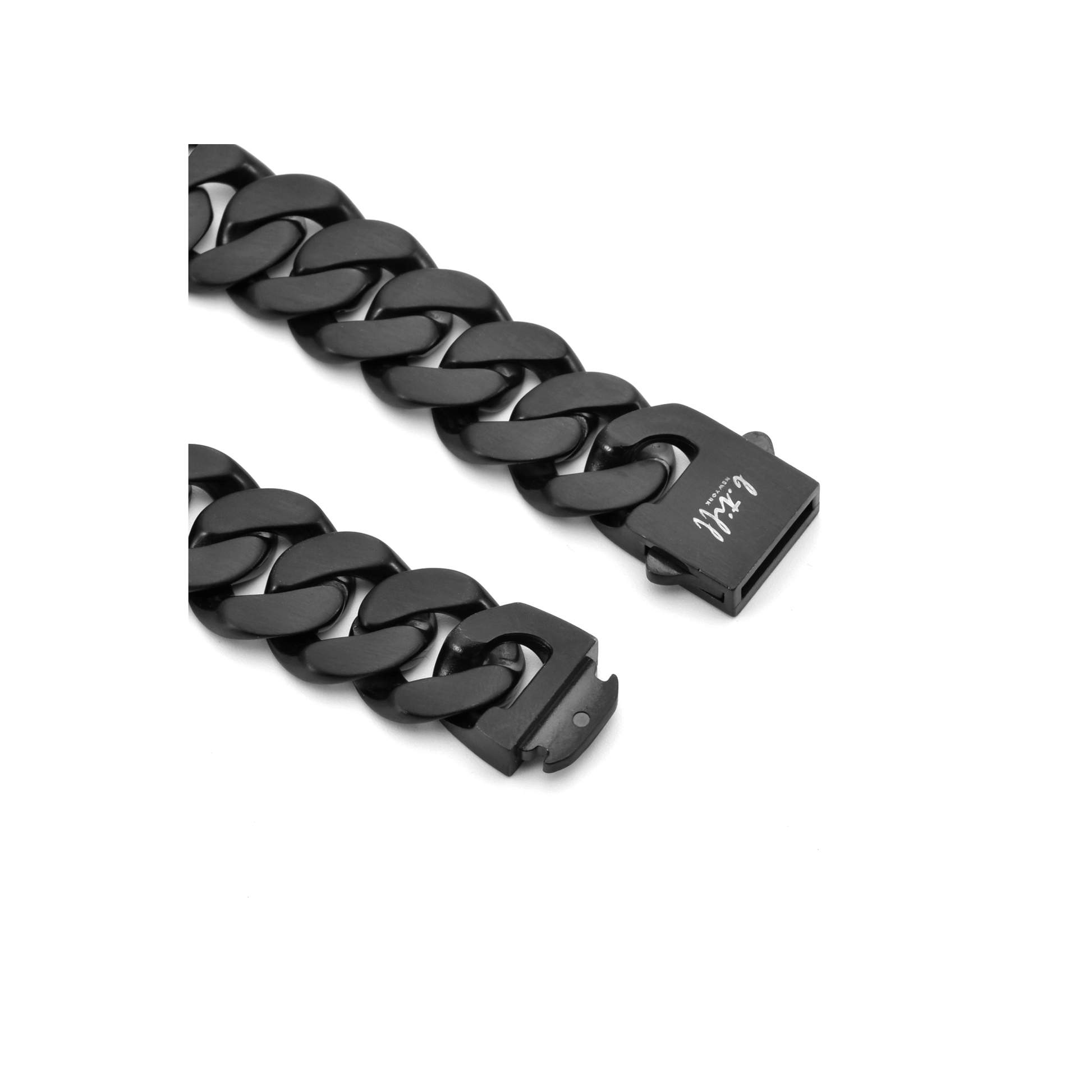 BG160B B.Tiff 16mm Black Flat Cuban Link Bracelet - PBNJ FASHIONS