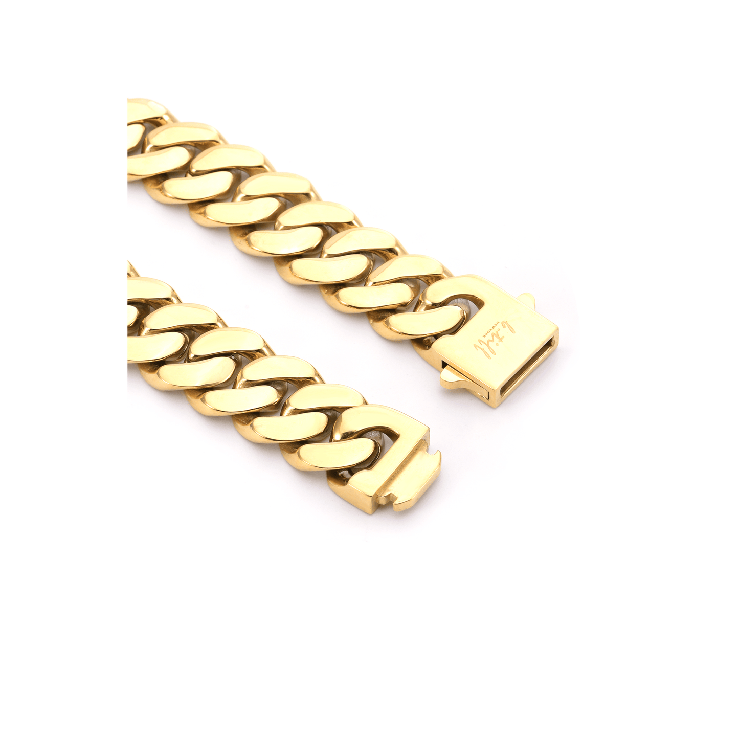 BG160G B.Tiff High Polish 16mm Gold Flat Cuban Link Bracelet - PBNJ FASHIONS