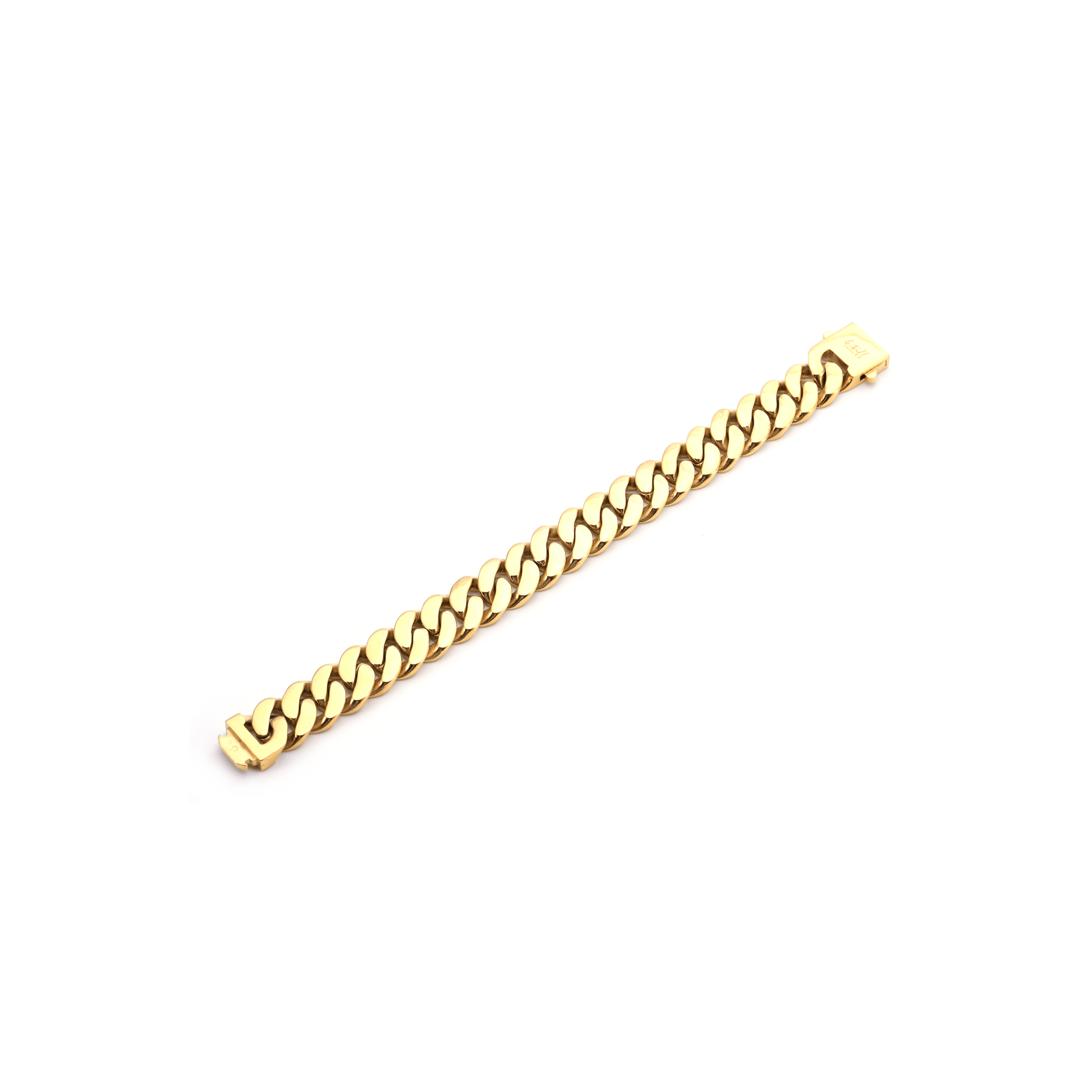 BG160G B.Tiff High Polish 16mm Gold Flat Cuban Link Bracelet - PBNJ FASHIONS