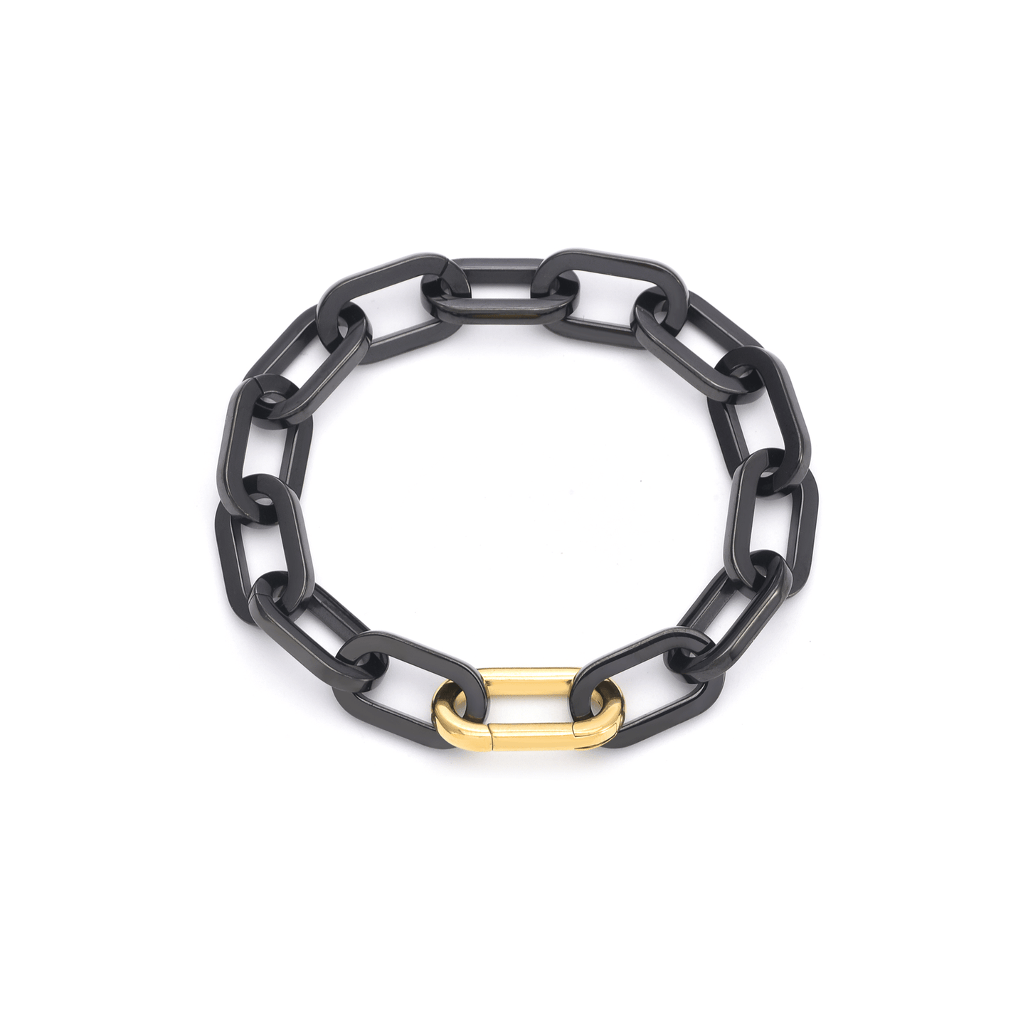 BG200BG B.Tiff Gold Clasp Black Paperclip Bracelet - PBNJ FASHIONS