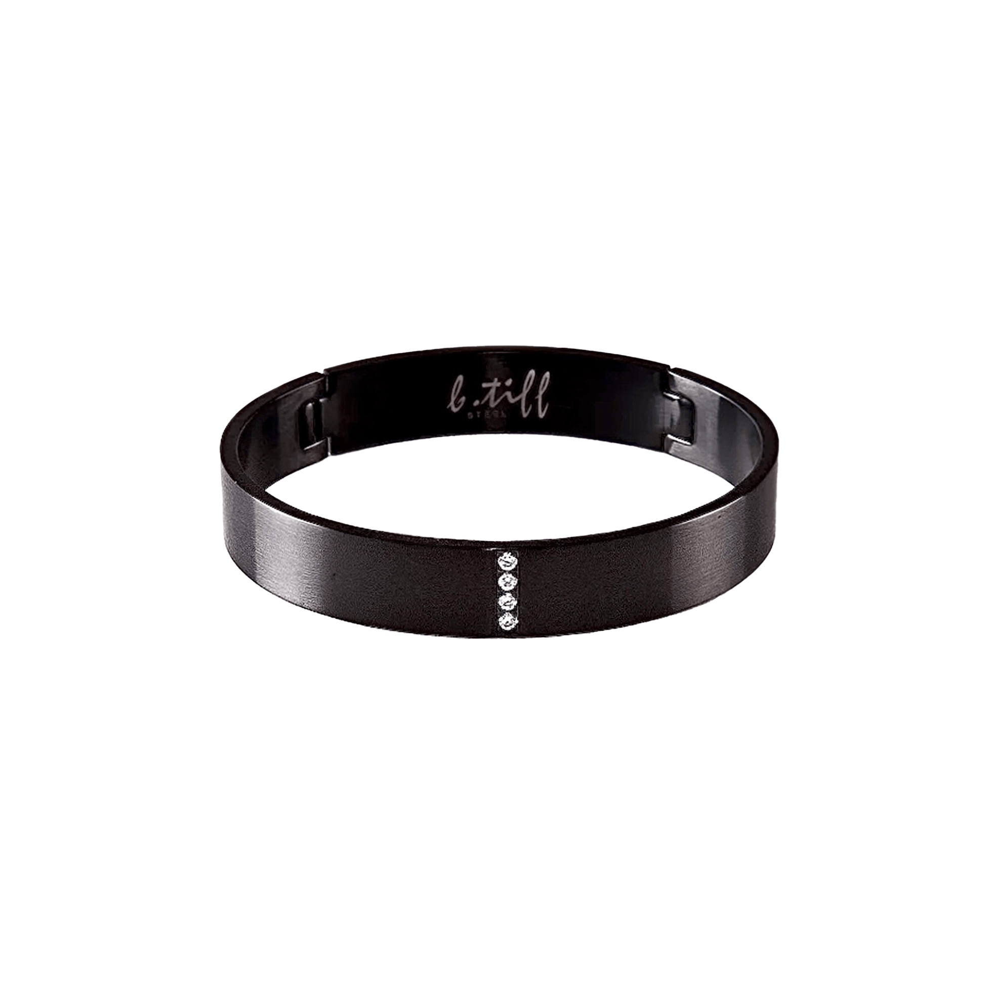 BG223B B.Tiff 4 - Stone Black Wide Bangle Bracelet - PBNJ FASHIONS