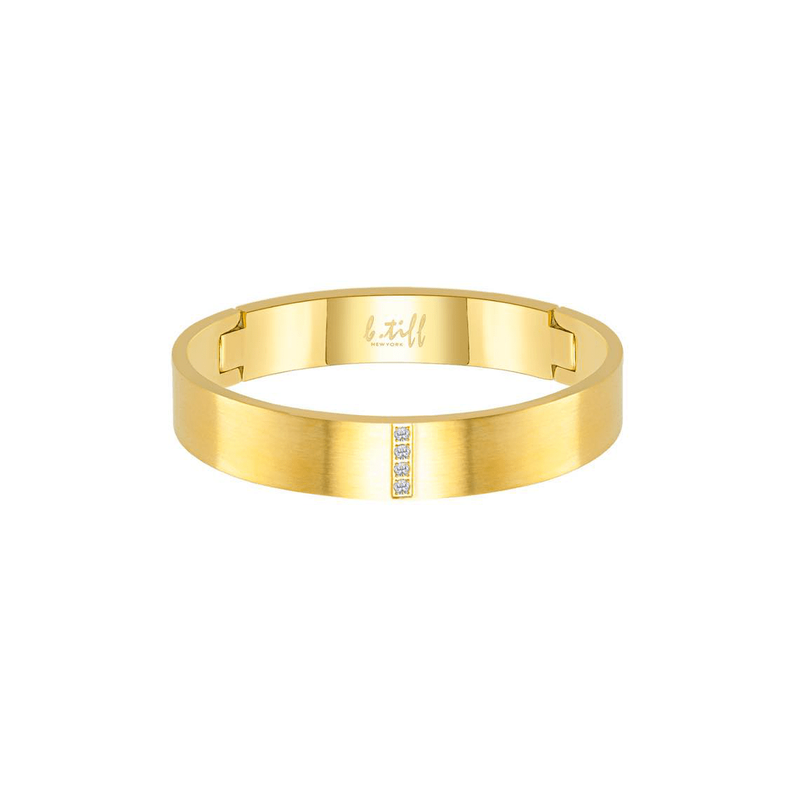 BG223G B.Tiff 4 - Stone Gold Wide Bangle Bracelet - PBNJ FASHIONS