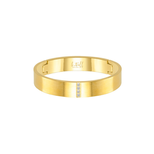 BG223G B.Tiff 4 - Stone Gold Wide Bangle Bracelet - PBNJ FASHIONS