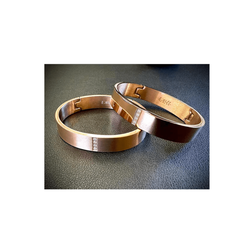 BG223RG B.Tiff 4 - Stone Matte Rose Gold Wide Bangle Bracelet - PBNJ FASHIONS