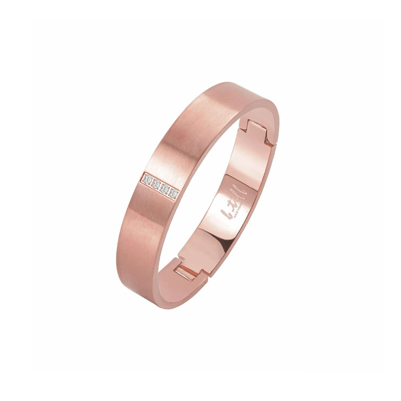 BG223RG B.Tiff 4 - Stone Matte Rose Gold Wide Bangle Bracelet - PBNJ FASHIONS