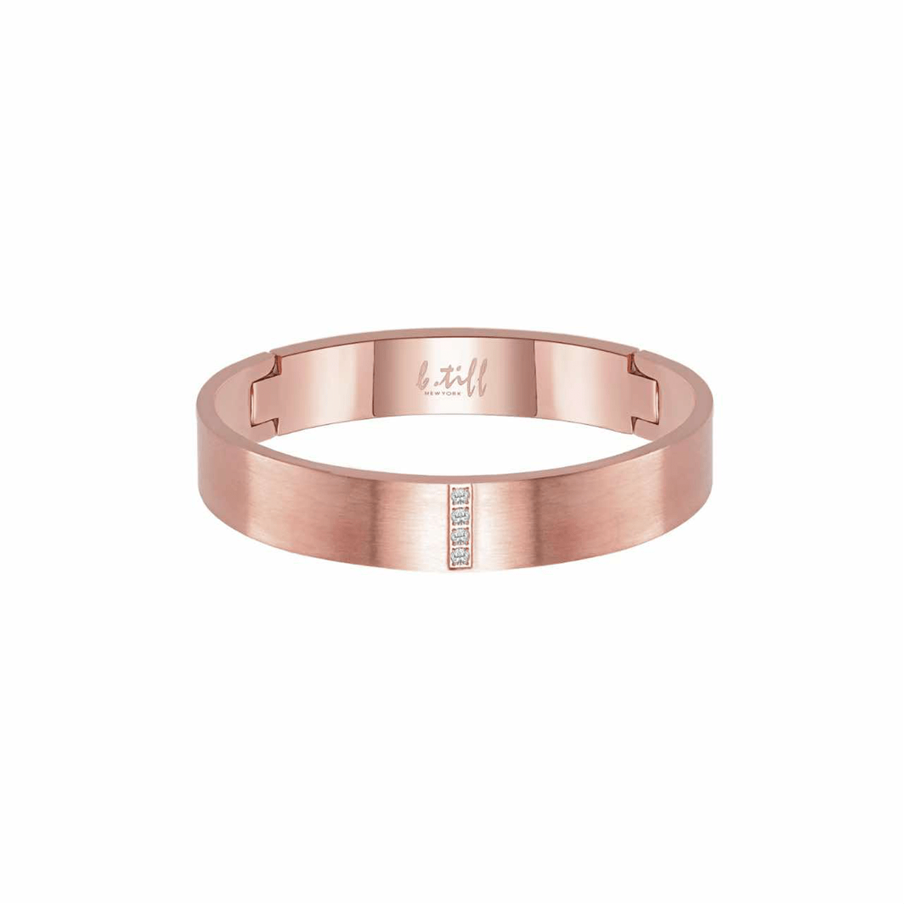 BG223RG B.Tiff 4 - Stone Matte Rose Gold Wide Bangle Bracelet - PBNJ FASHIONS