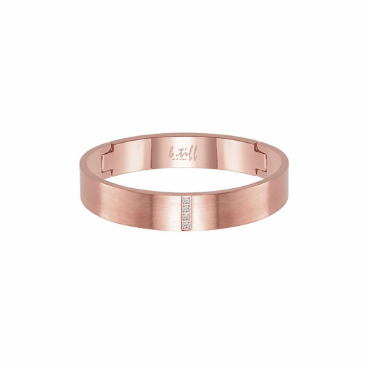 BG223RG B.Tiff 4 - Stone Matte Rose Gold Wide Bangle Bracelet - PBNJ FASHIONS