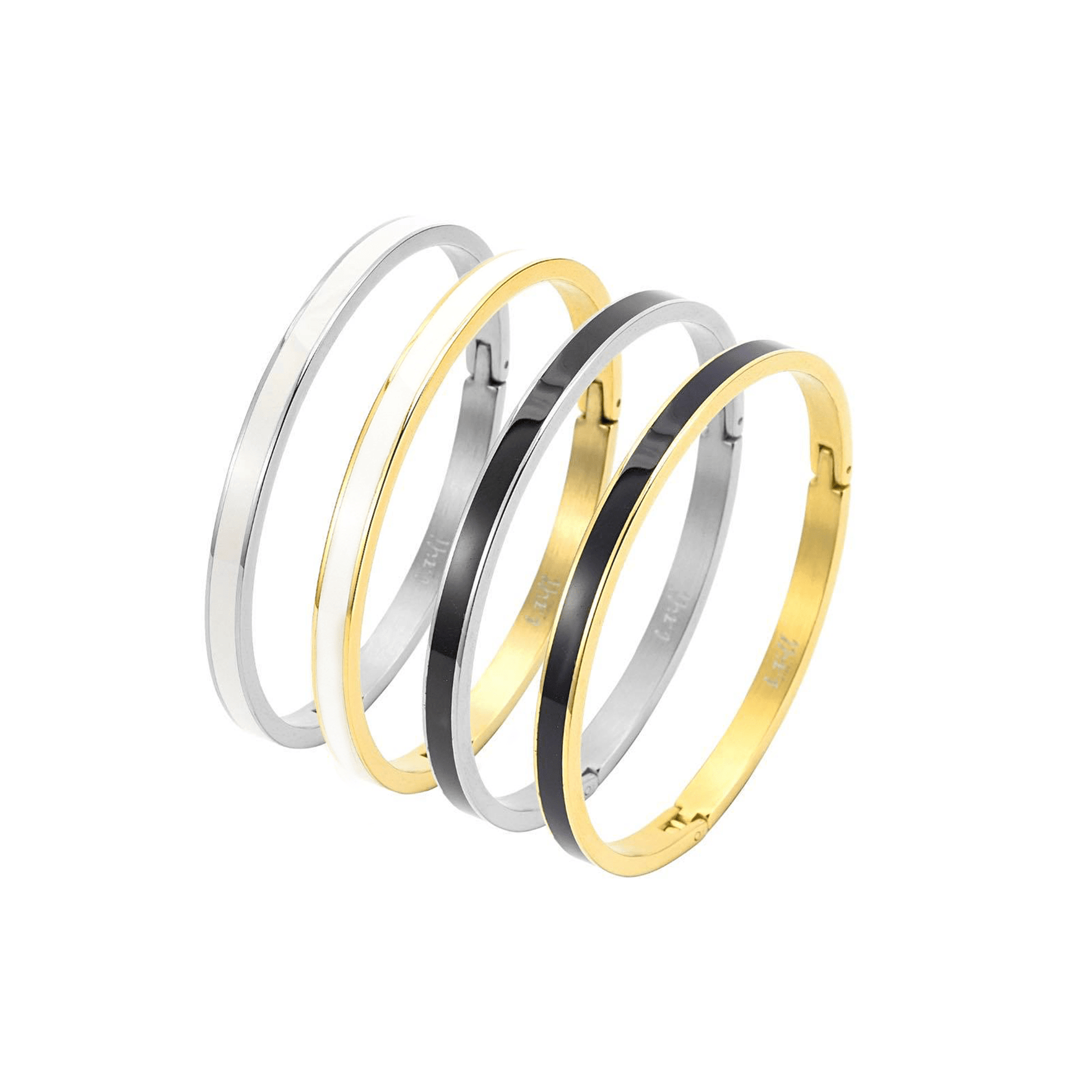 BG301GB B.Tiff "The Hamptons" Black Enamel Gold Bangle Bracelet - PBNJ FASHIONS