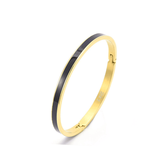 BG301GB B.Tiff "The Hamptons" Black Enamel Gold Bangle Bracelet - PBNJ FASHIONS