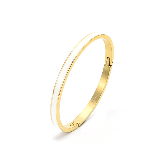 BG301GW B.Tiff "The Hamptons" White Enamel Gold Bangle Bracelet - PBNJ FASHIONS