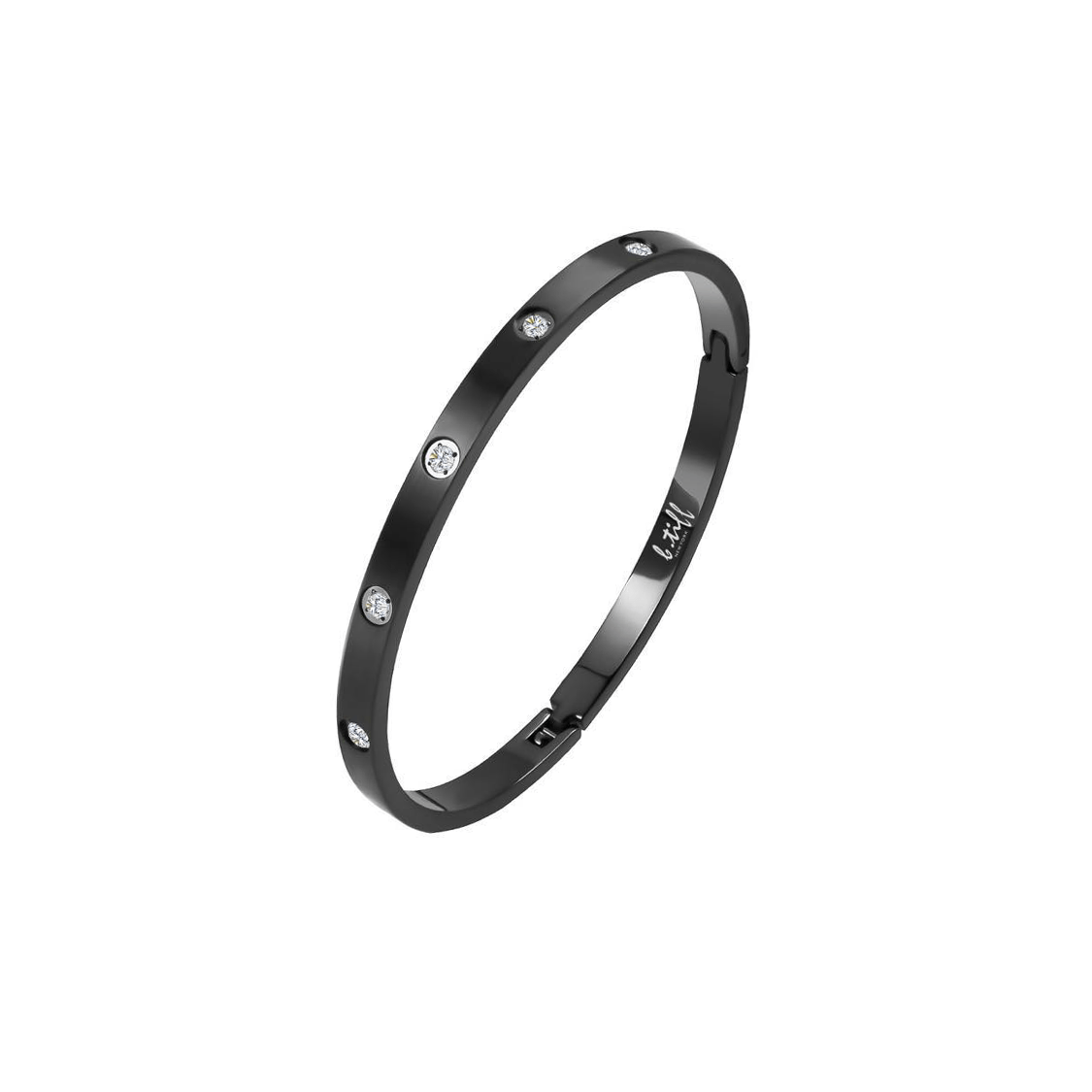 BG308B B.Tiff 8 - Stone Black Bangle Bracelet - PBNJ FASHIONS