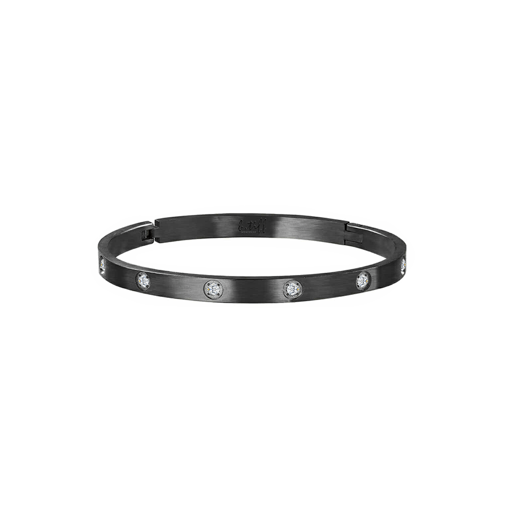 BG308B B.Tiff 8 - Stone Black Bangle Bracelet - PBNJ FASHIONS