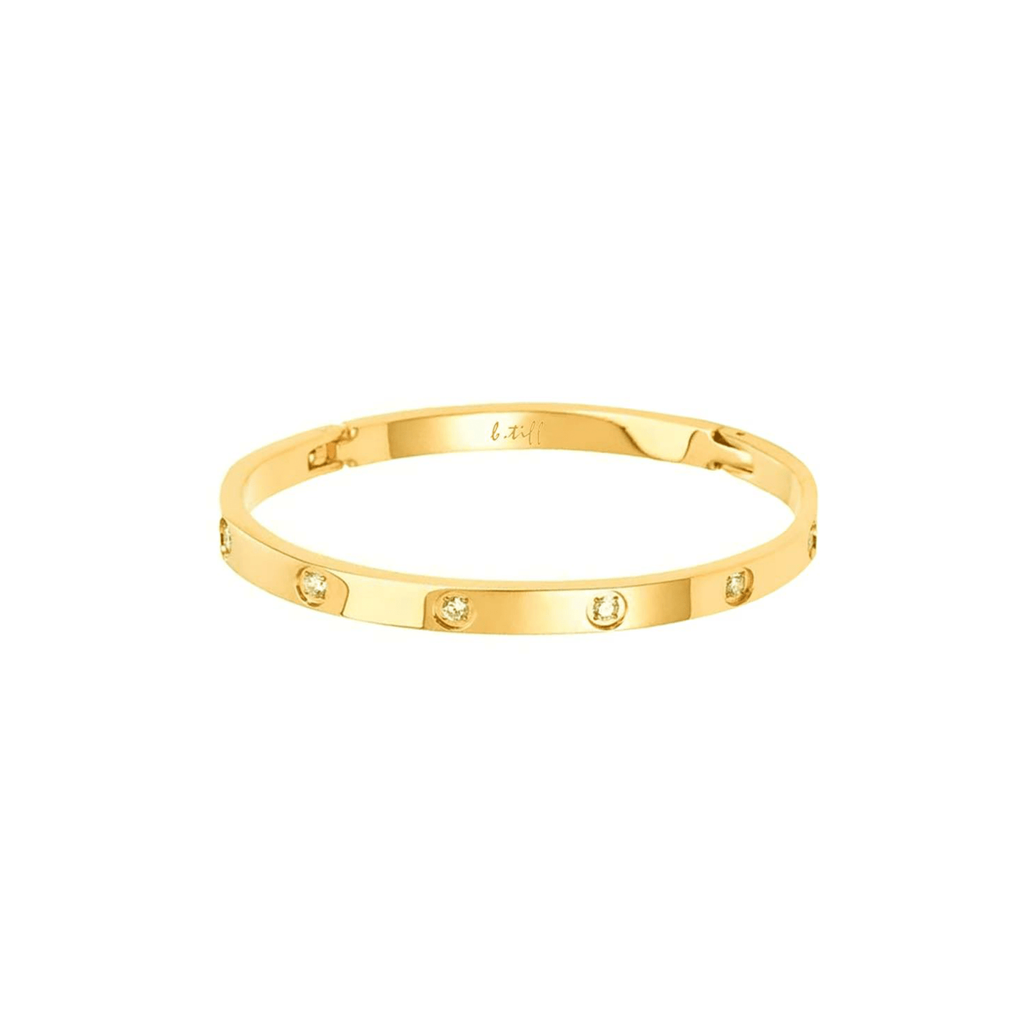 BG308GP B.Tiff 8 - Stone High Polish Gold Bangle Bracelet - PBNJ FASHIONS