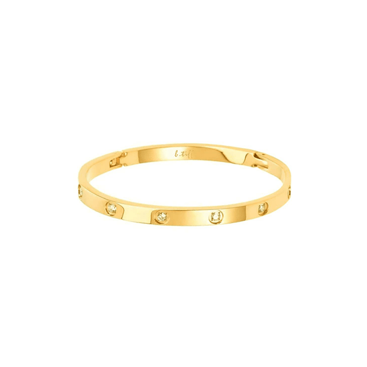 BG308GP B.Tiff 8 - Stone High Polish Gold Bangle Bracelet - PBNJ FASHIONS