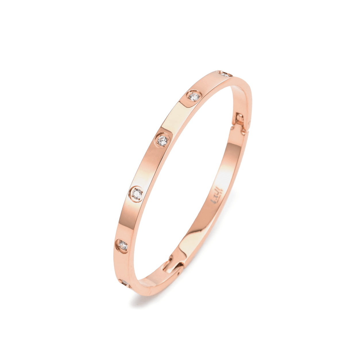 BG308RGP B.Tiff 8 - Stone High Polish Rose Gold Bangle Bracelet - PBNJ FASHIONS