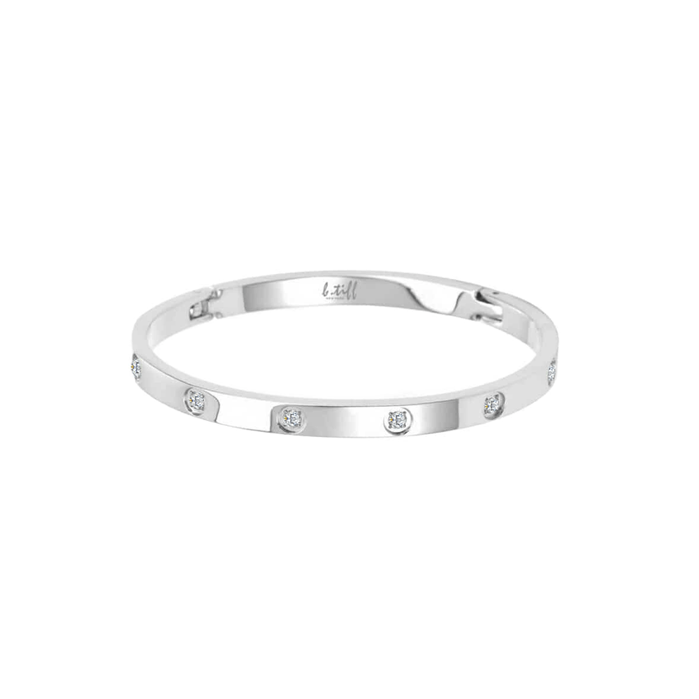 BG308WP B.Tiff High Polish 8 - Stone Bangle Bracelet - PBNJ FASHIONS
