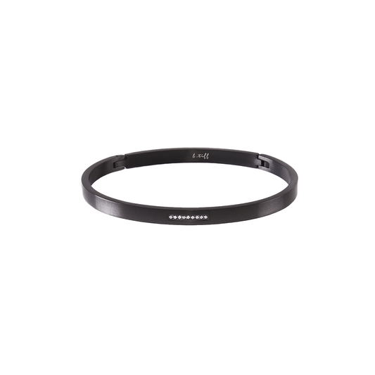 BG309B B.Tiff Black 9 - Stone Pave Bangle Bracelet - PBNJ FASHIONS