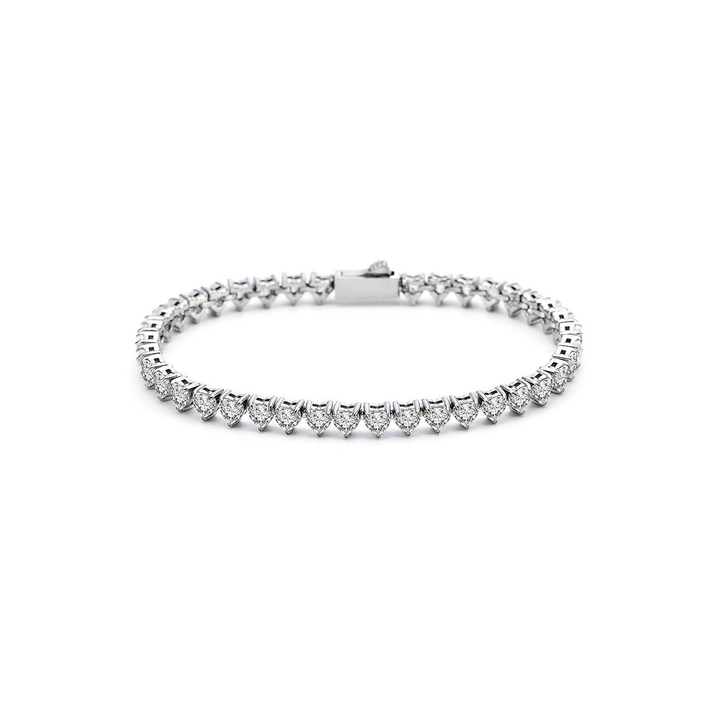 BG399W B.Tiff 4mm Heart Tennis Bracelet - Thin
