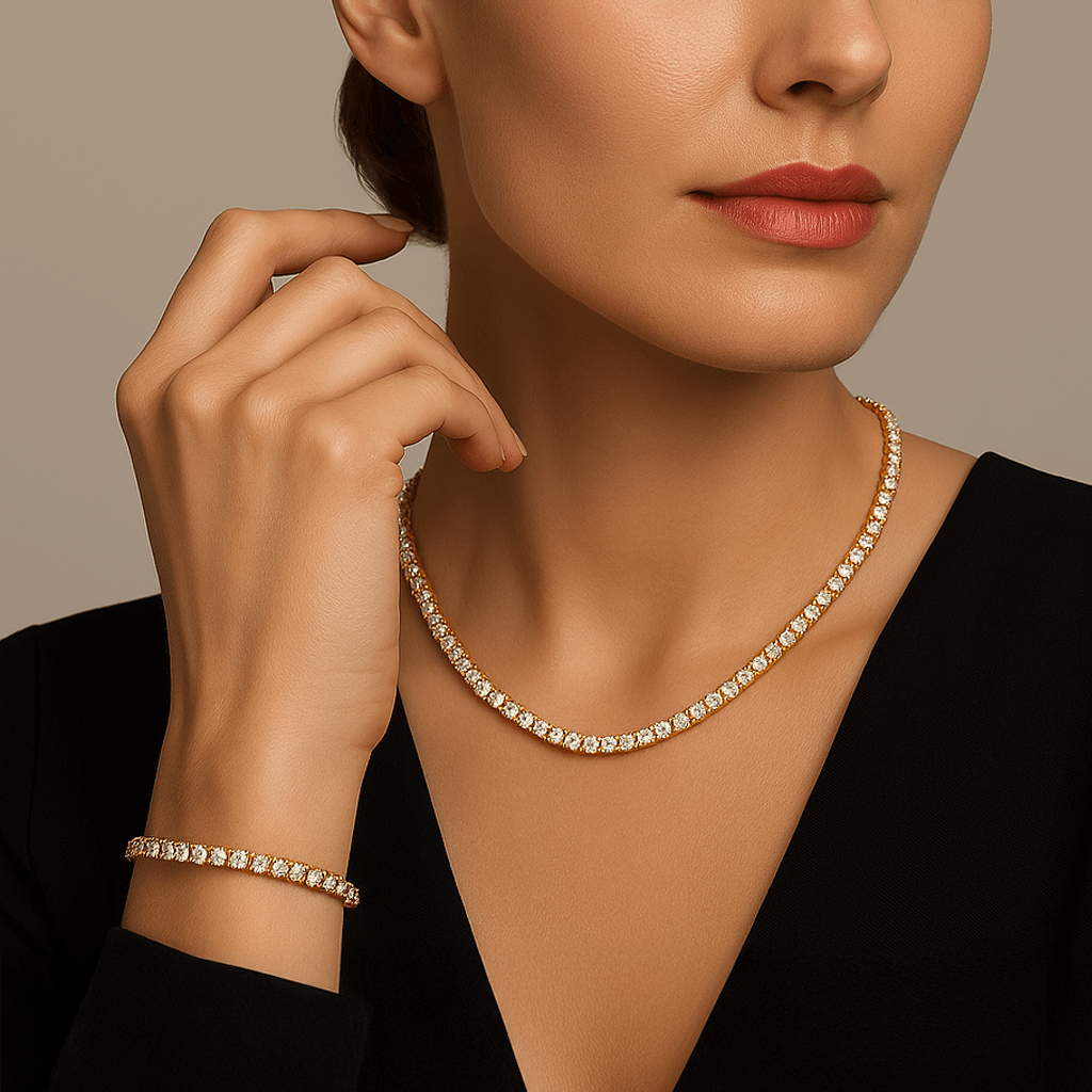 C103G B.Tiff 3mm Gold Tennis Necklace - PBNJ FASHIONS