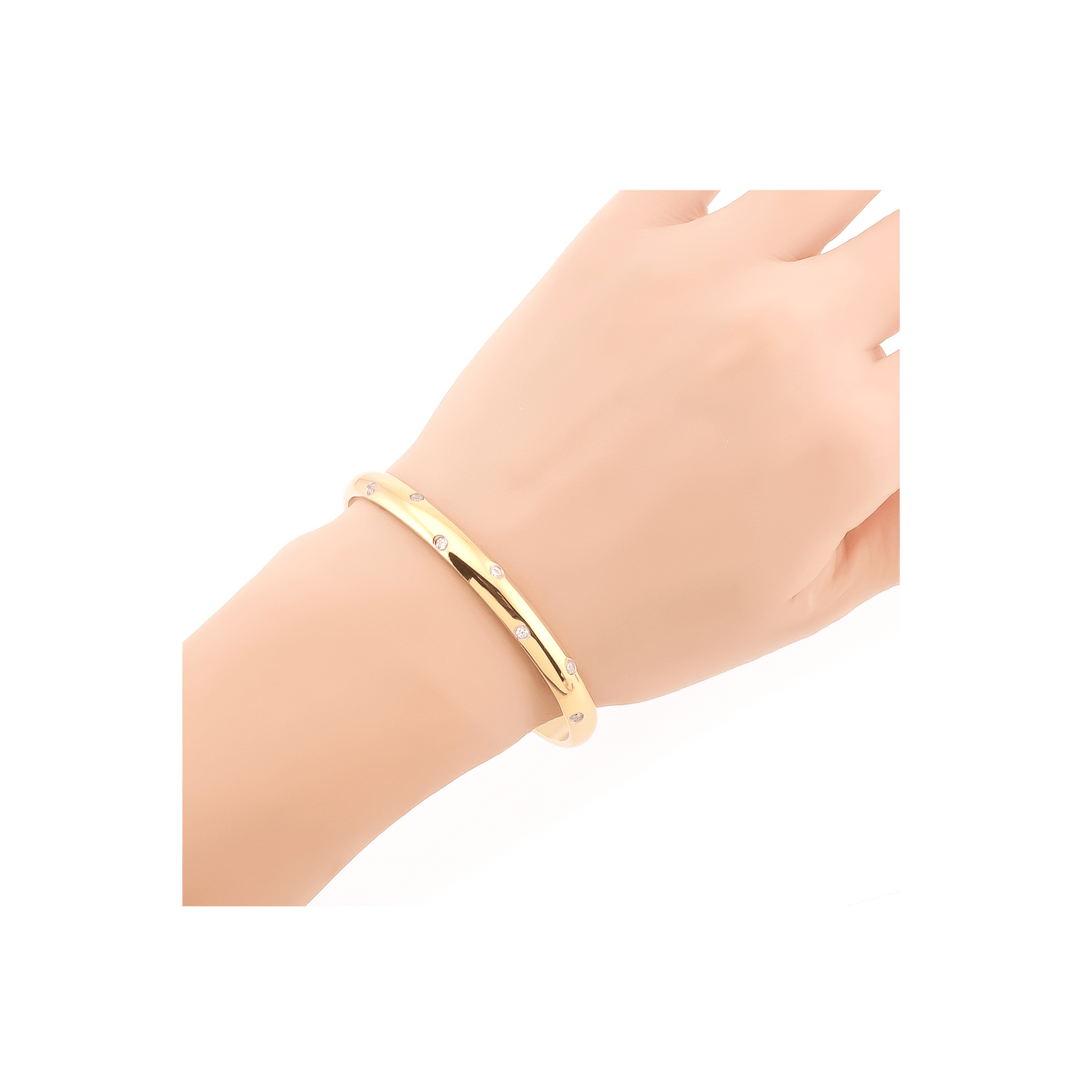 BG608G B.Tiff High Polish Gold 8 - Stone Starlight Pave Adjustable Bangle Cuff - PBNJ FASHIONS