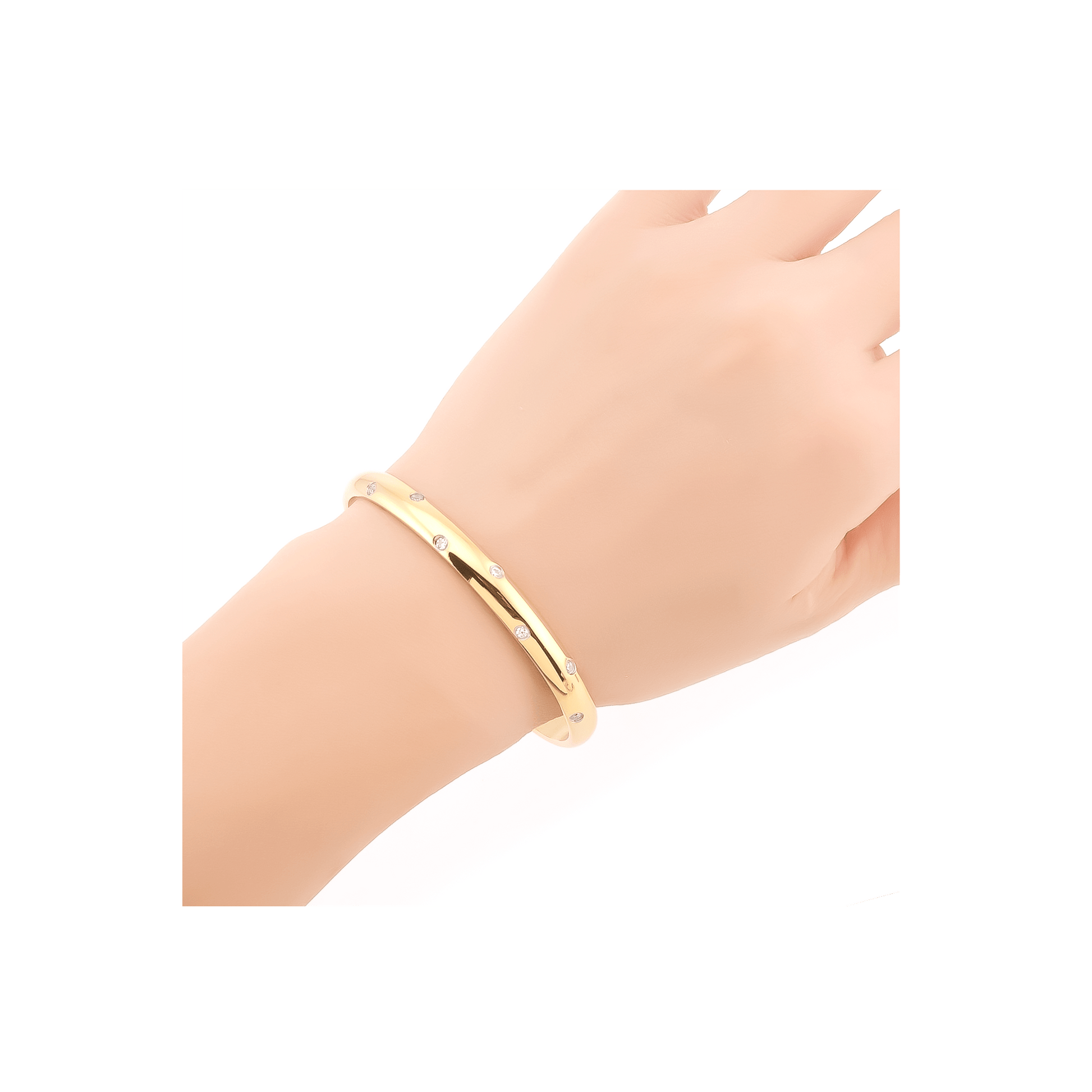 BG608G B.Tiff High Polish Gold 8 - Stone Starlight Pave Adjustable Bangle Cuff - PBNJ FASHIONS