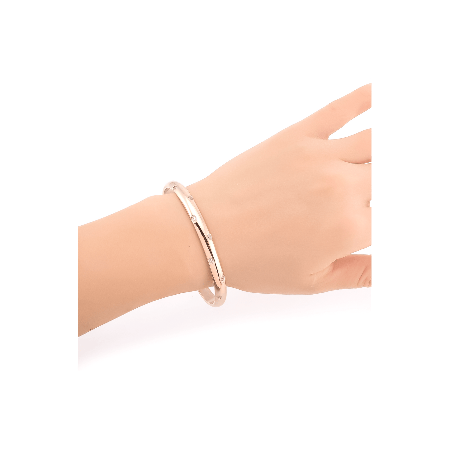 BG608RG B.Tiff High Polish Rose Gold 8 - Stone Starlight Pave Adjustable Bangle Cuff - PBNJ FASHIONS