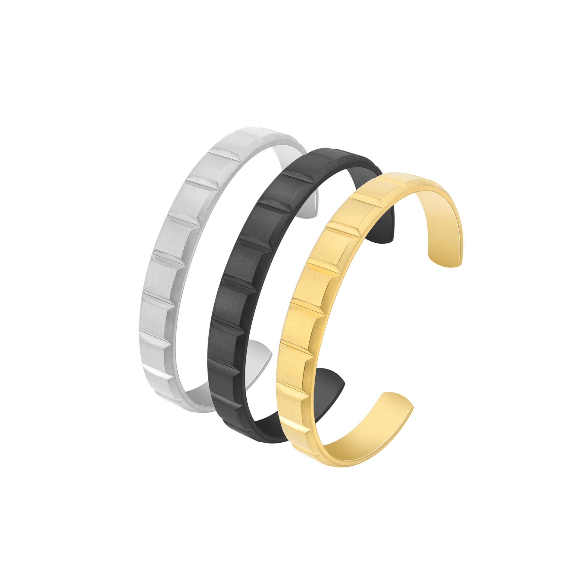 BG611G B.Tiff Gold Simplicity Matte Box Cut Adjustable Bangle Cuff - PBNJ FASHIONS