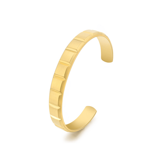 BG611G B.Tiff Gold Simplicity Matte Box Cut Adjustable Bangle Cuff - PBNJ FASHIONS