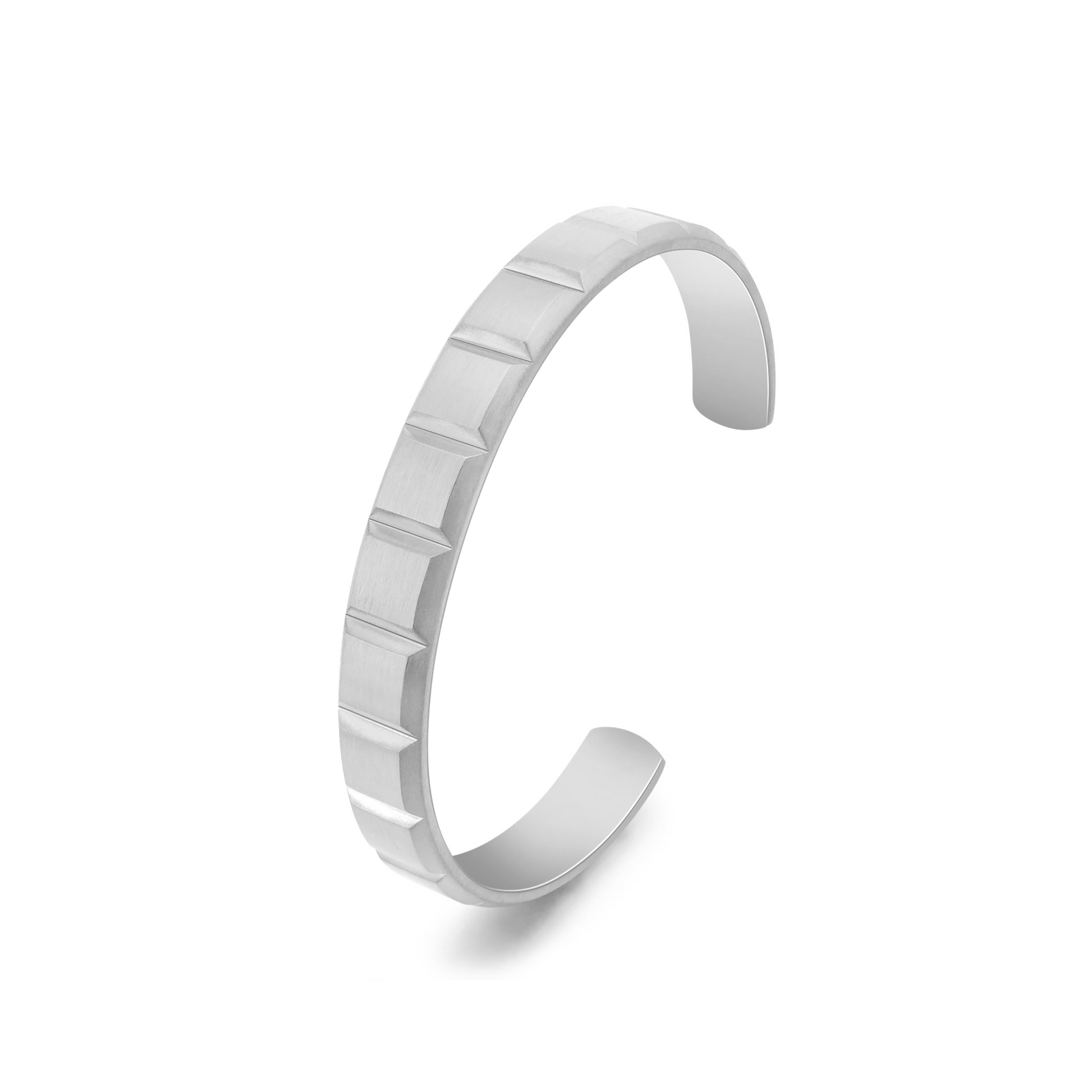 BG611W B.Tiff Simplicity Matte Box Cut Adjustable Bangle Cuff - PBNJ FASHIONS