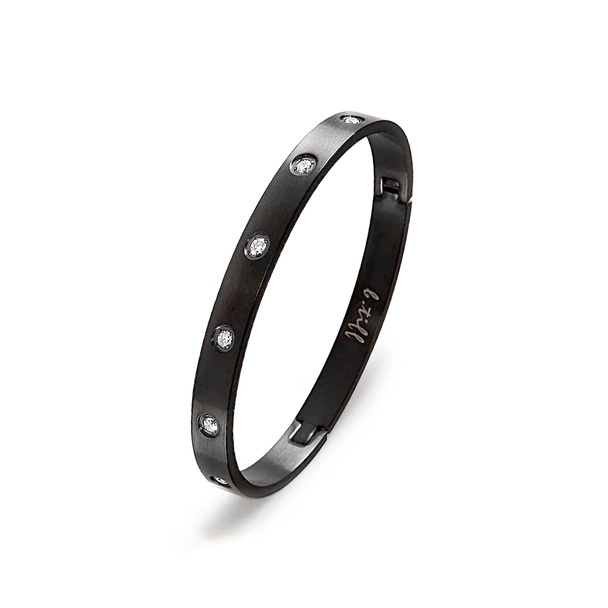 BG808B B.Tiff 8 - Stone Bold Black Bangle Bracelet - PBNJ FASHIONS