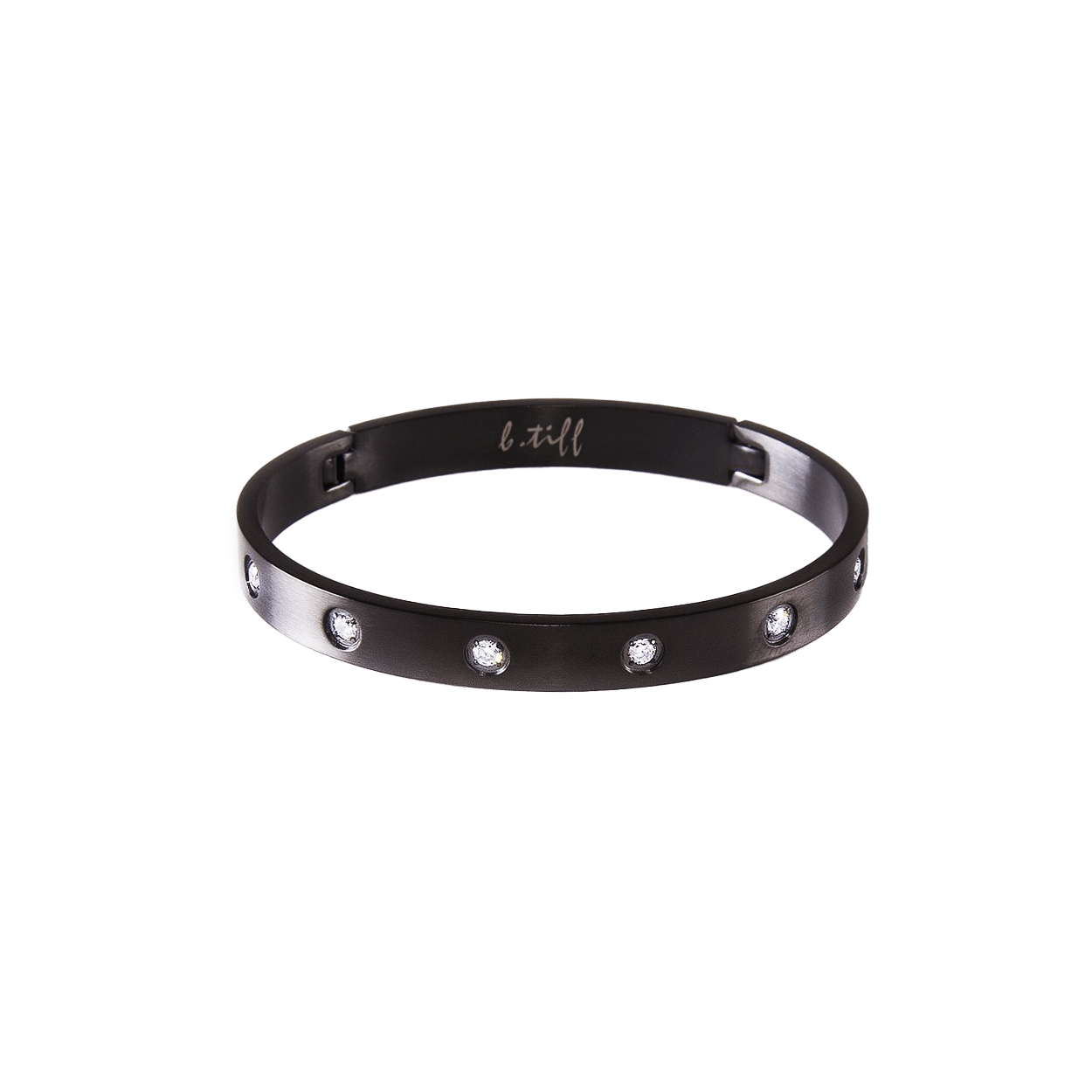 BG808B B.Tiff 8 - Stone Bold Black Bangle Bracelet - PBNJ FASHIONS