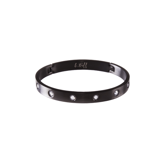 BG808B B.Tiff 8 - Stone Bold Black Bangle Bracelet - PBNJ FASHIONS