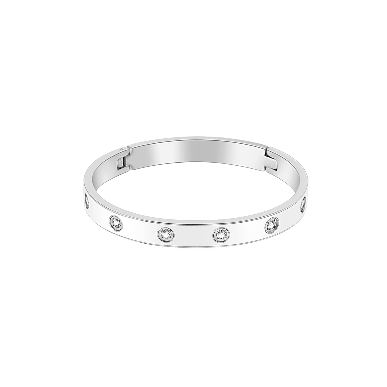BG808EWW B.Tiff 8 - Stone Bold White Enameled Bangle Bracelet - PBNJ FASHIONS