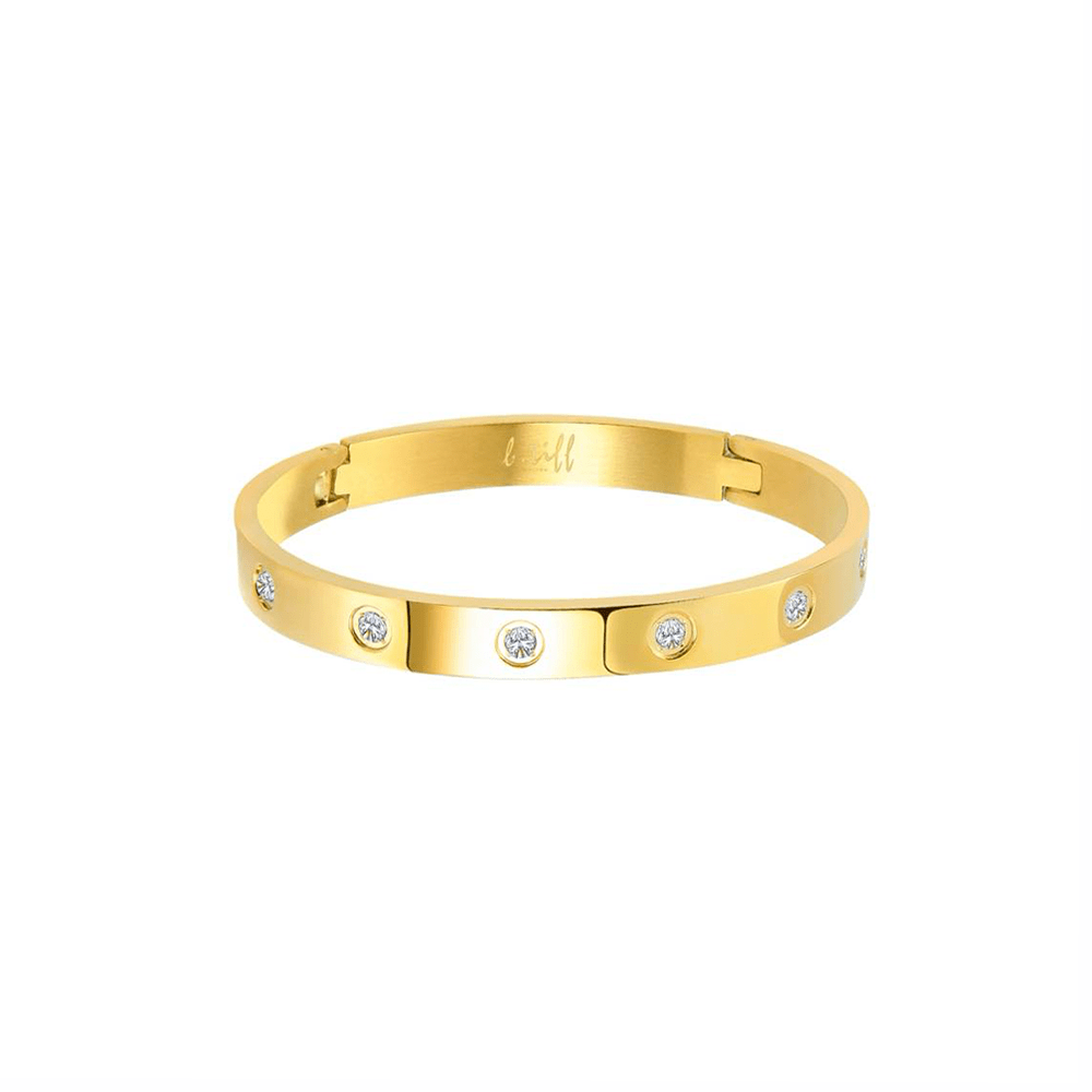 BG808GP B.Tiff 8 - Stone Bold High Polish Gold Bangle Bracelet - PBNJ FASHIONS
