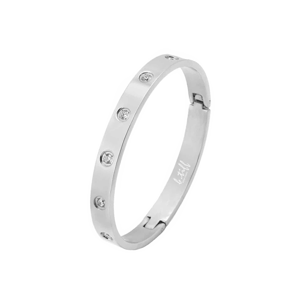 BG808W B.Tiff 8 - Stone Bold Bangle Bracelet - PBNJ FASHIONS