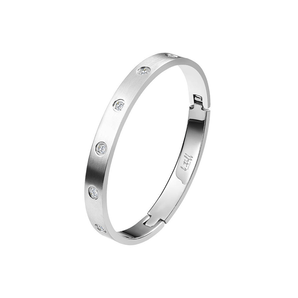 BG808WP B.Tiff 8 - Stone High Polish Bold Bangle Bracelet - PBNJ FASHIONS