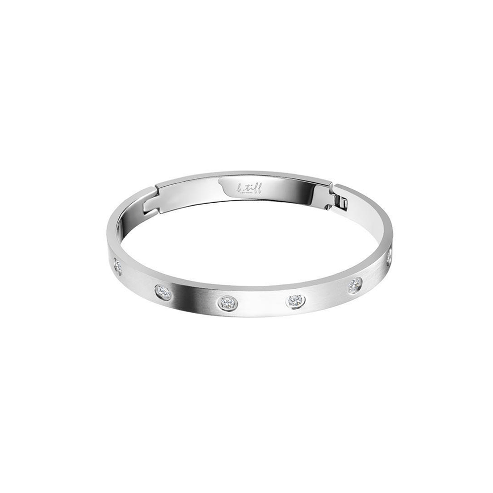 BG808WP B.Tiff 8 - Stone High Polish Bold Bangle Bracelet - PBNJ FASHIONS