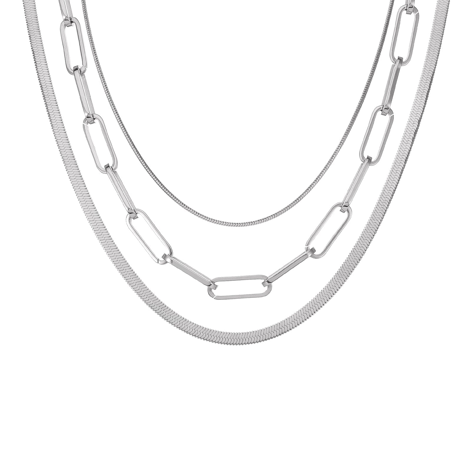 C001W B.Tiff Octagonal Herringbone Chain Necklace - PBNJ FASHIONS