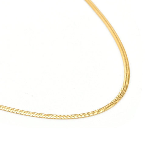 C002G B.Tiff 2mm Herringbone Gold Plated Chain Necklace - PBNJ FASHIONS