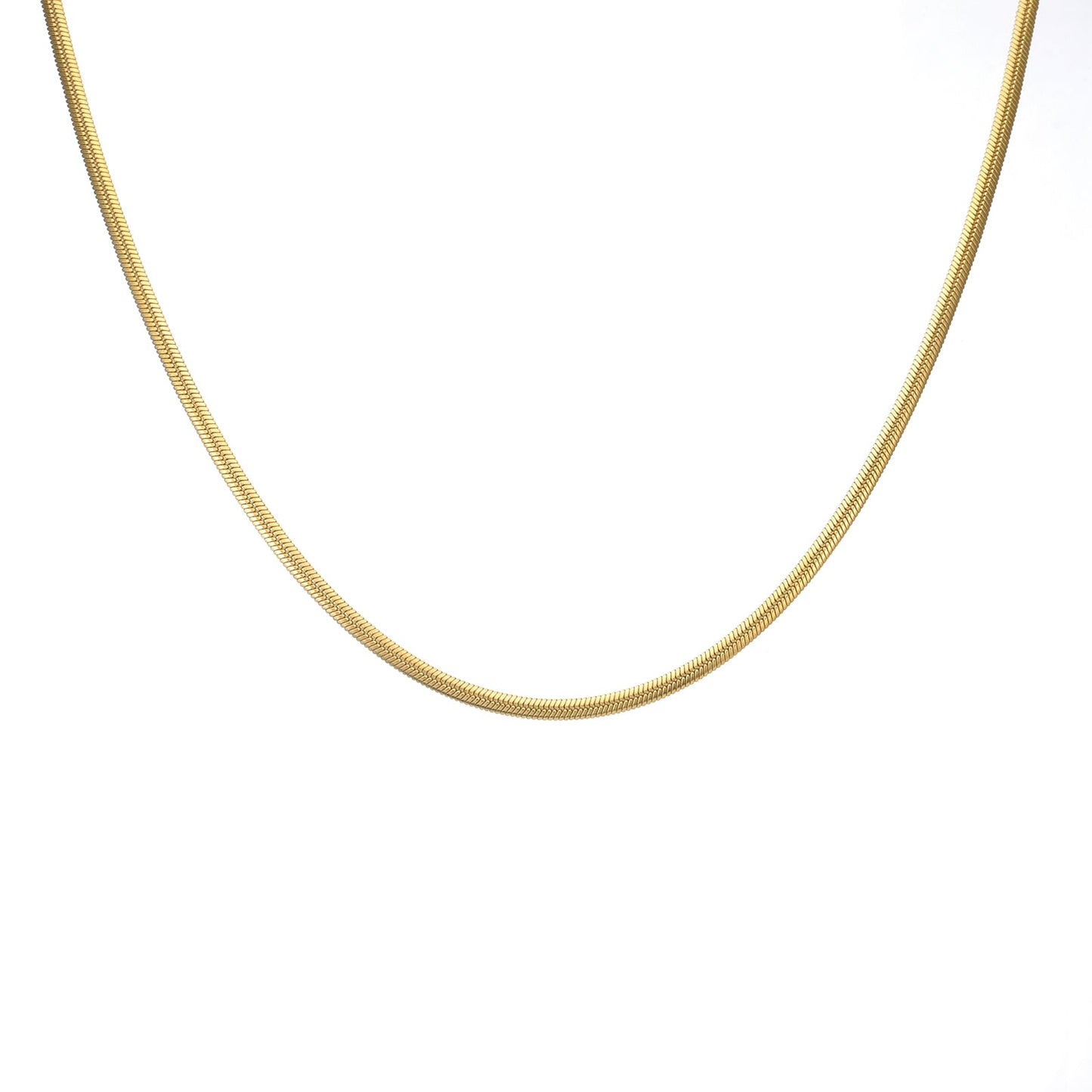 C002G B.Tiff 2mm Herringbone Gold Plated Chain Necklace - PBNJ FASHIONS