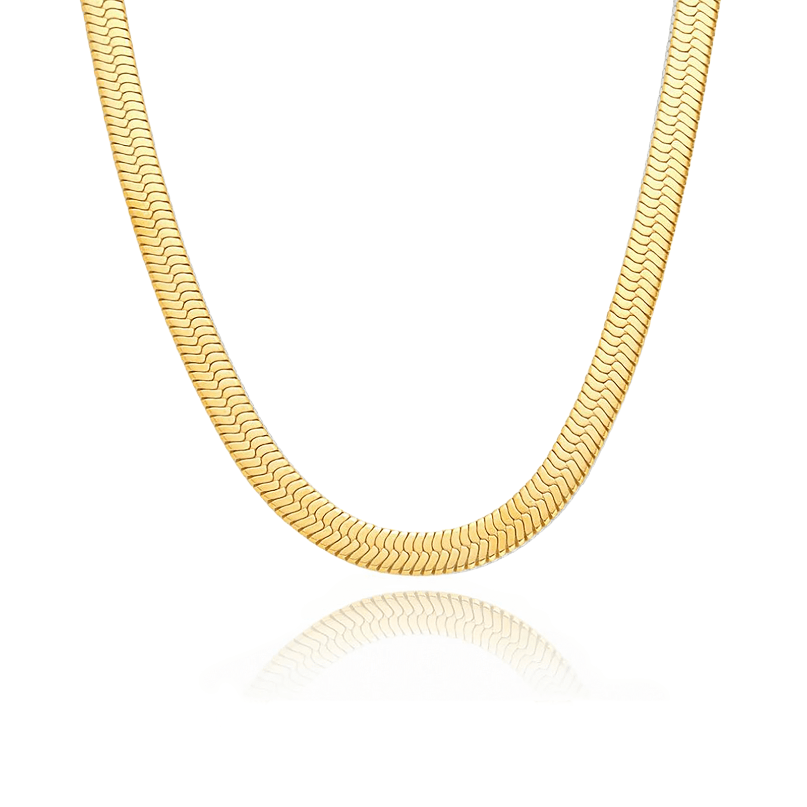 C006G B.Tiff 6mm Herringbone 18K Gold Plated Chain Necklace - PBNJ FASHIONS