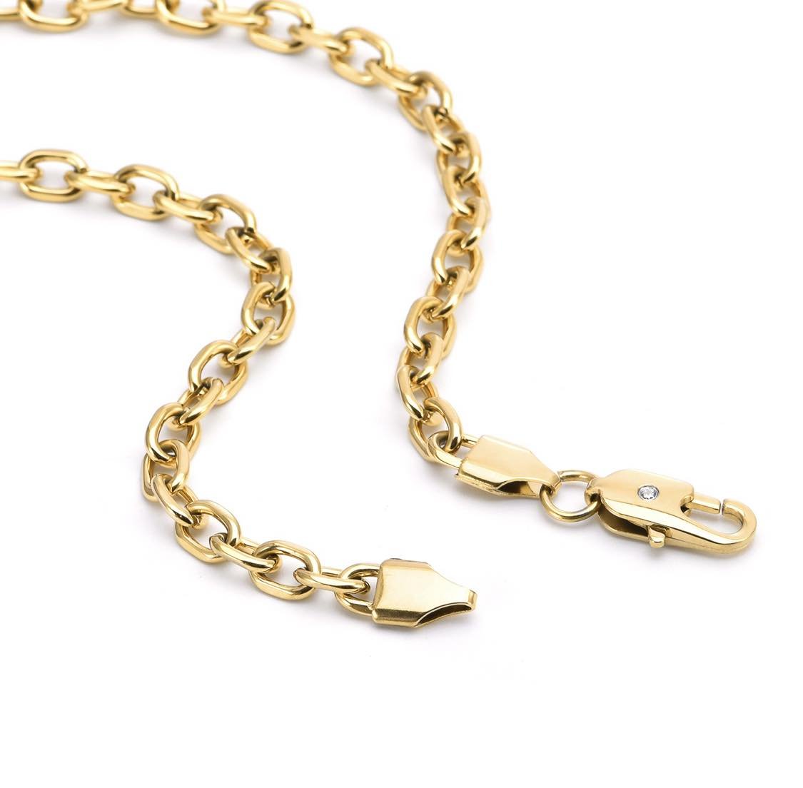 C007G B.Tiff 5mm Gold Cable Link Chain Necklace - PBNJ FASHIONS