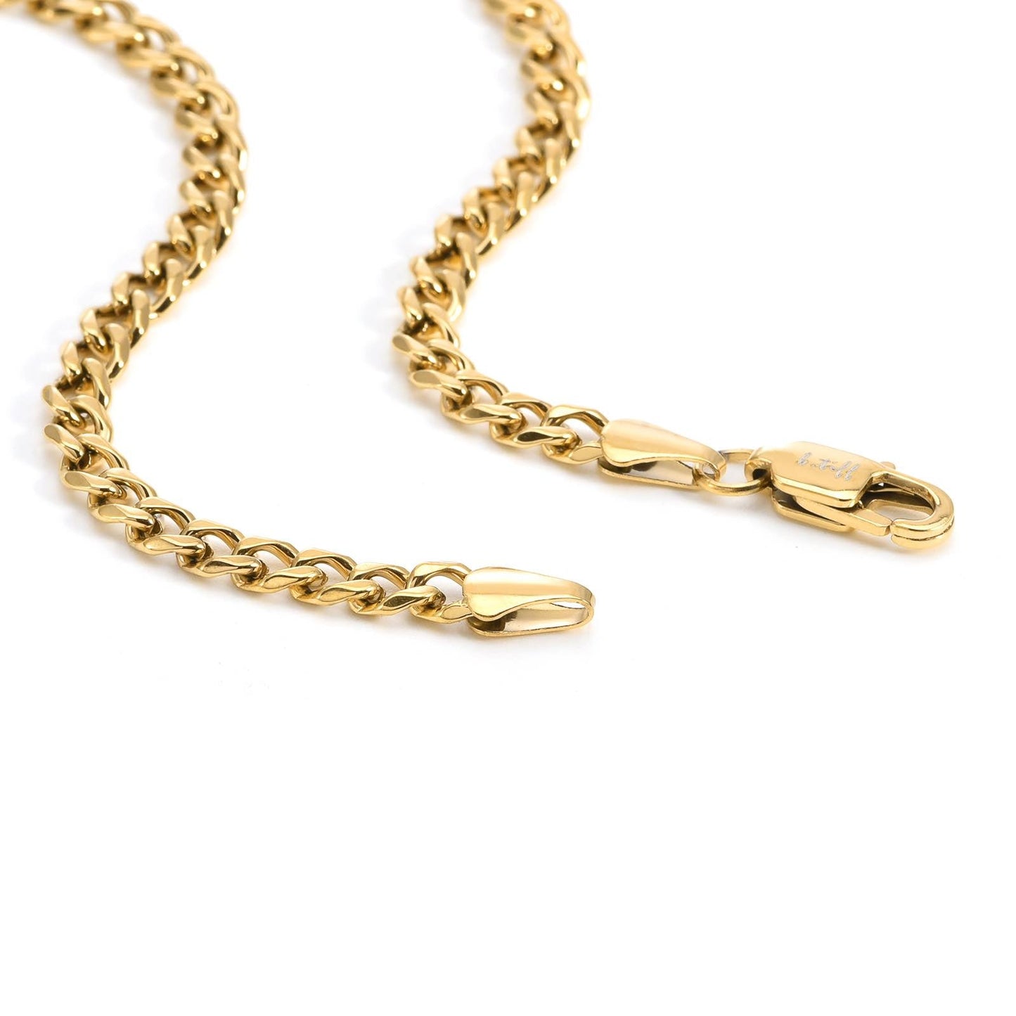 C014G B.Tiff 4mm Gold Curb Link Chain Necklace - PBNJ FASHIONS