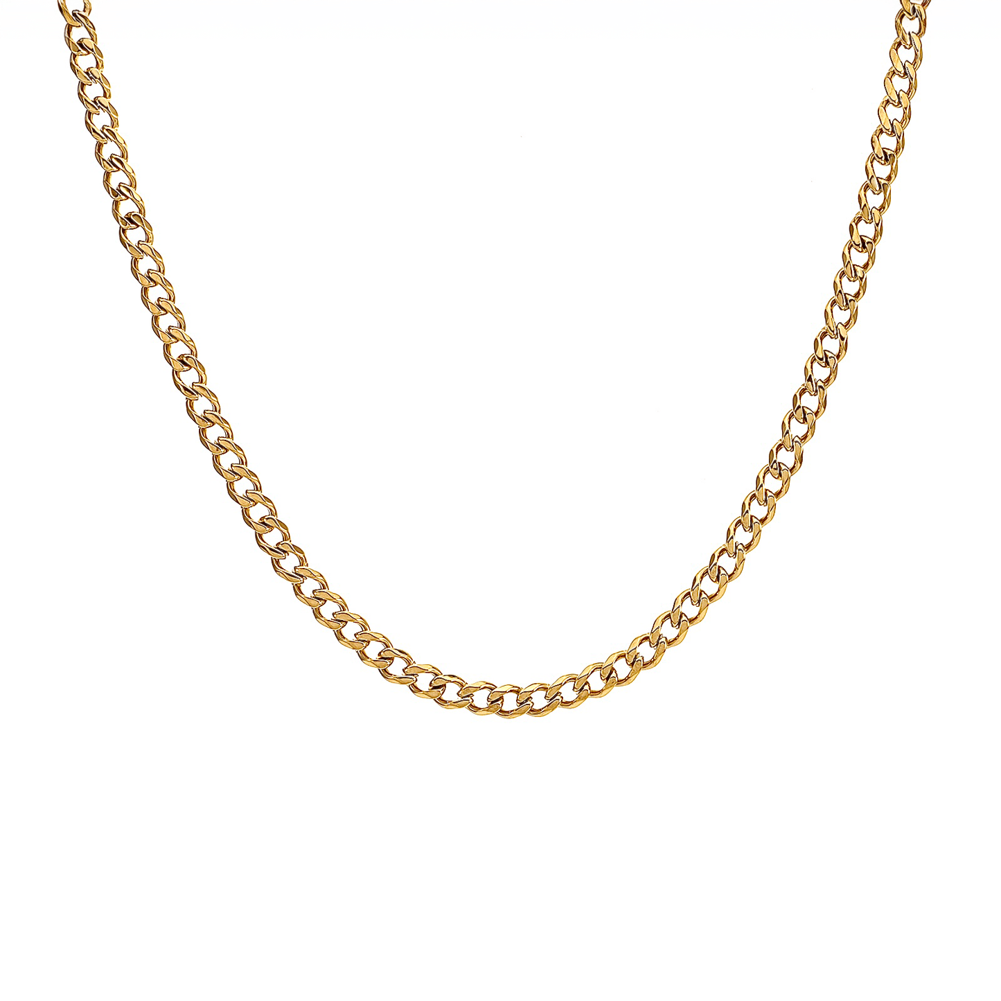 C014G B.Tiff 4mm Gold Curb Link Chain Necklace - PBNJ FASHIONS