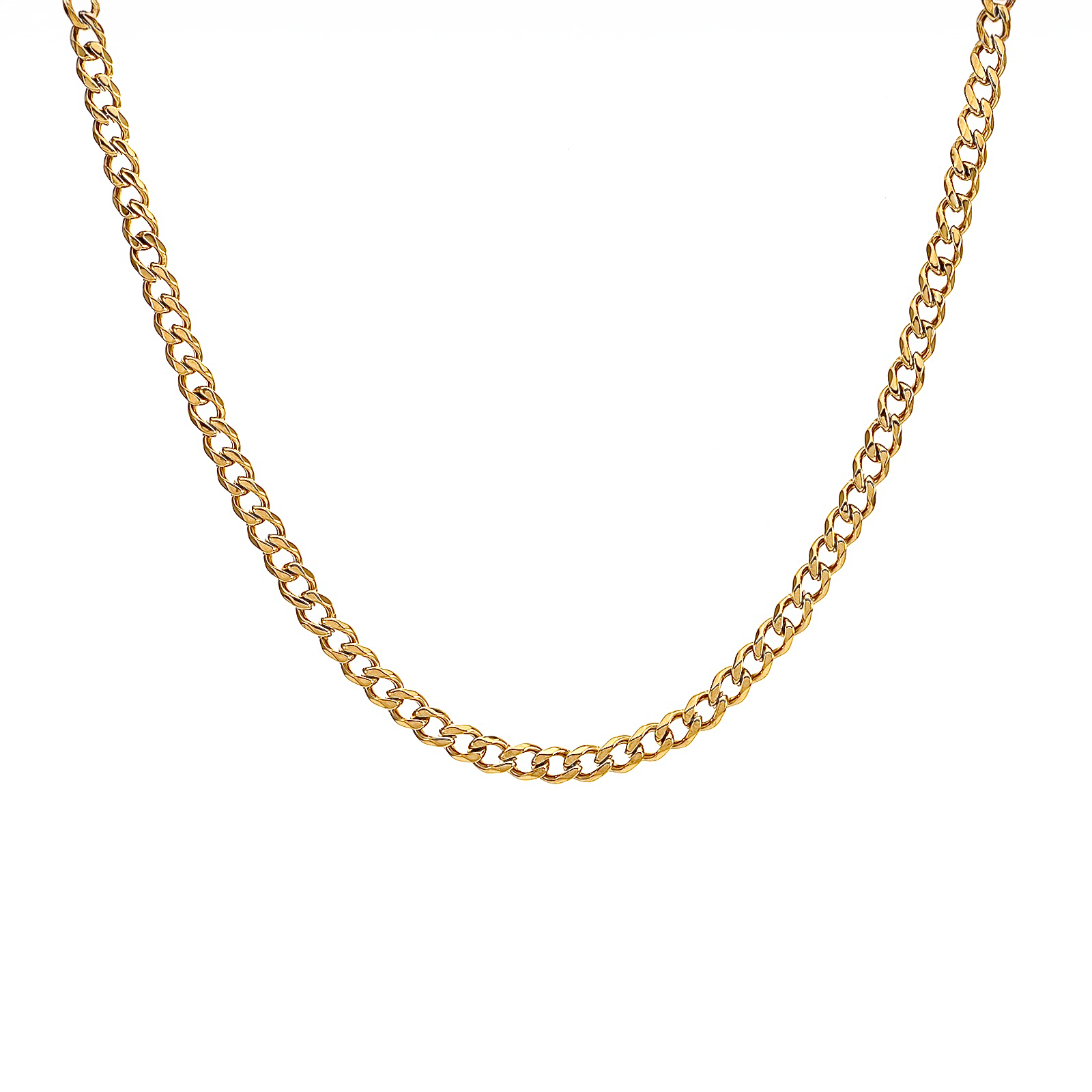 C014G B.Tiff 4mm Gold Curb Link Chain Necklace - PBNJ FASHIONS