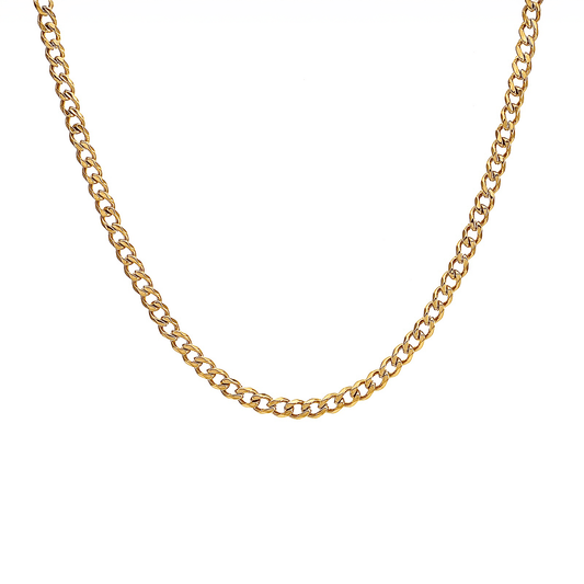 C014G B.Tiff 4mm Gold Curb Link Chain Necklace - PBNJ FASHIONS