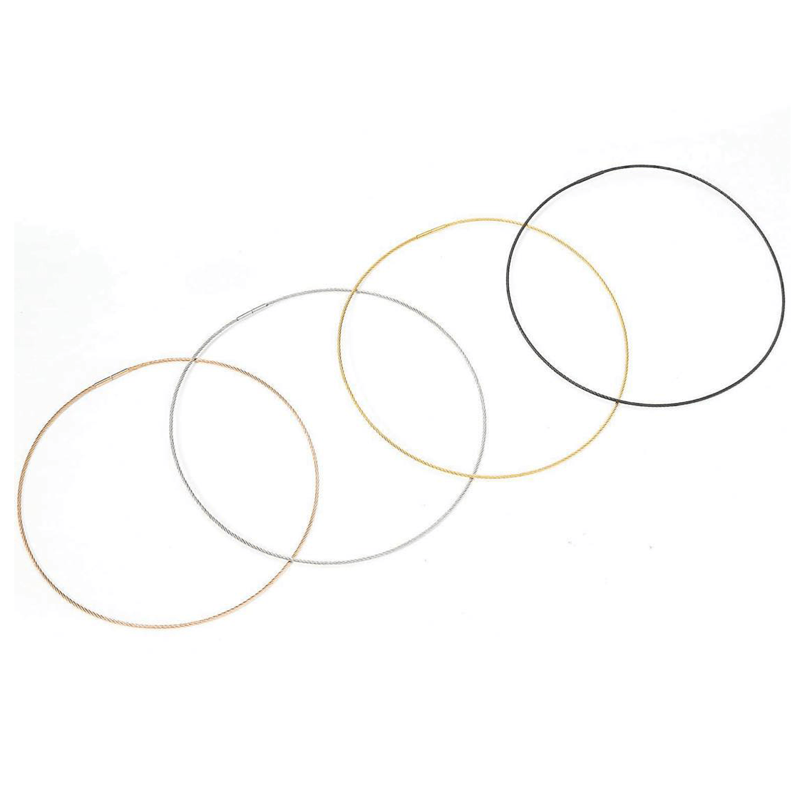 C015B B.Tiff Black Cable Wire Chain Necklace - PBNJ FASHIONS